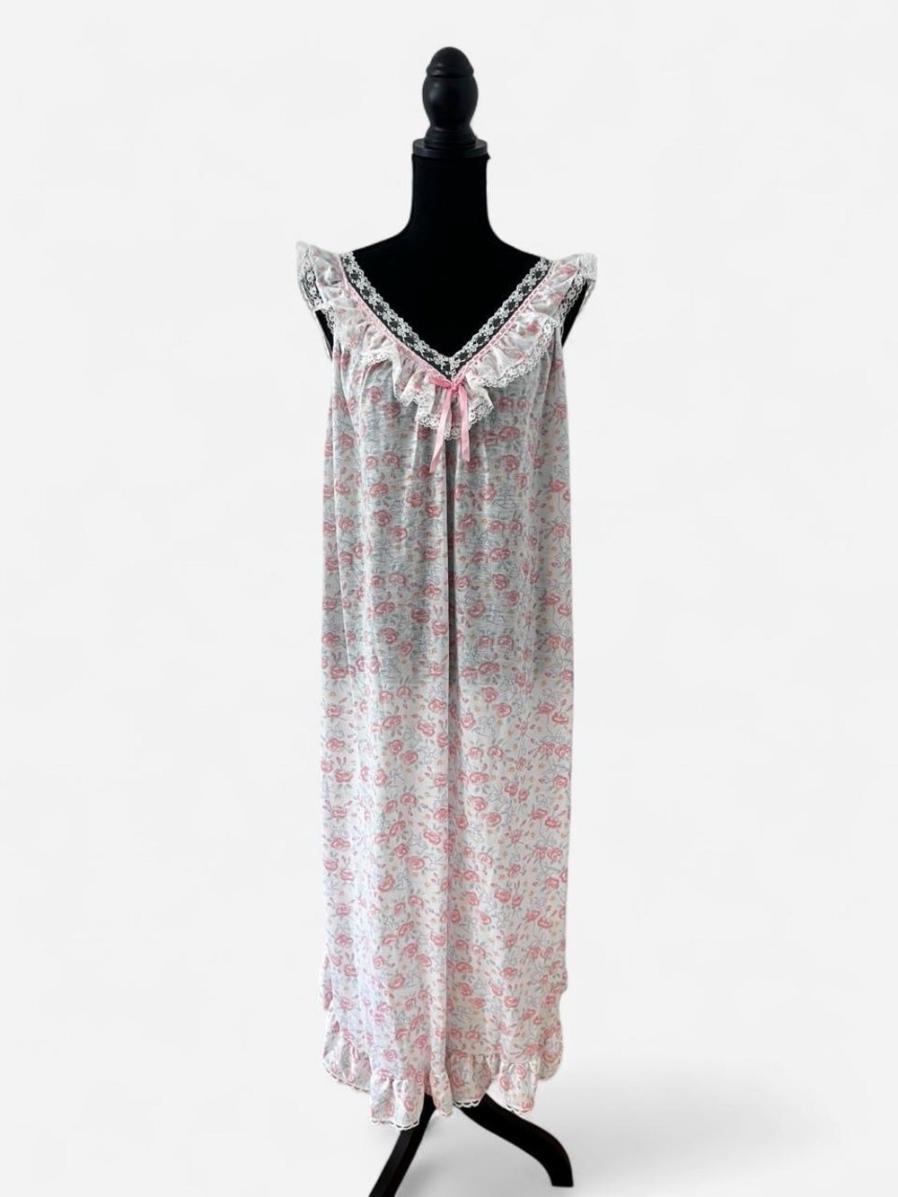 Vintage Cottagecore Floral Lace Nightgown Coquette Dollette Fairycore Angelic M